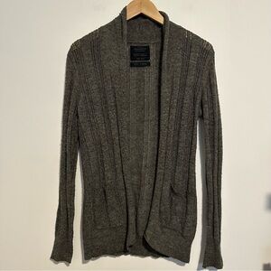 All saints spitalfeilds gray knit cardigan sweater wool & Alpaca